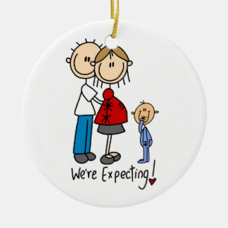Wir erwarten Paare mit Kleinkind-Jungen-Verzierung Keramik Ornament