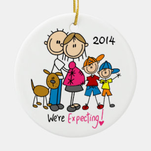 Wir erwarten Paare mit zwei Jungen/Hundeverzierung Keramik Ornament