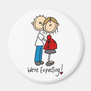 Wir erwarten! Schwangere Strichmännchen Magnet