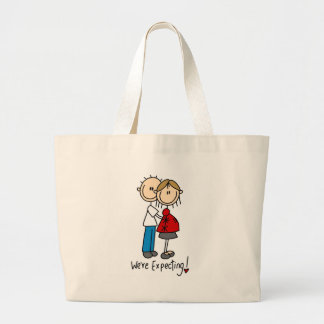 Wir erwarten! Schwangere Strichmännchen-Tasche Jumbo Stoffbeutel