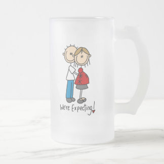 Wir erwarten! Schwangere Strichmännchen-Tasse Mattglas Bierglas