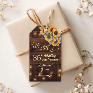 Wir feiern noch immer 35. Hochzeitstag Lichterkett Geschenkanhänger