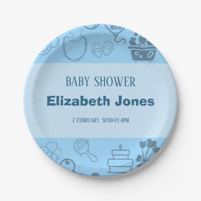 "Wir feiern unseren kleinen Prinzen auf dem Weg Pappteller (Vorderseite)