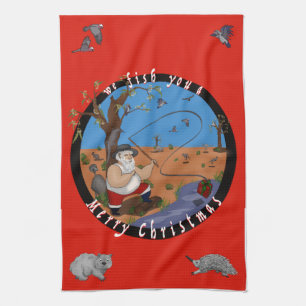 Wir fischen dir ein fröhliches Weihnachten - Aussi Geschirrtuch