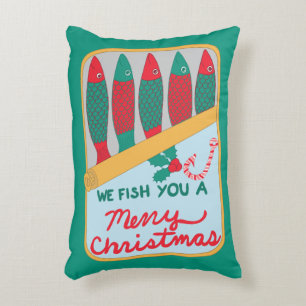 Wir fischen Ihnen ein frohes Weihnachten Lustiger Dekokissen