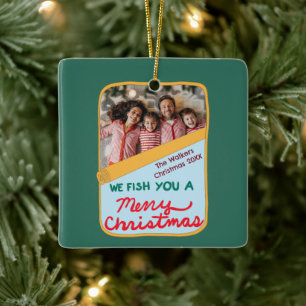 Wir fischen Ihnen ein frohes Weihnachten Lustiges Keramikornament