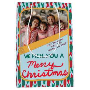 Wir fischen Ihnen ein frohes Weihnachten Lustiges Mittlere Geschenktüte
