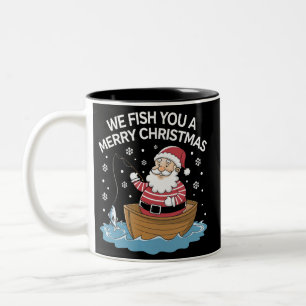 Wir fischen Ihnen ein frohes Weihnachtsfest Fische Zweifarbige Tasse
