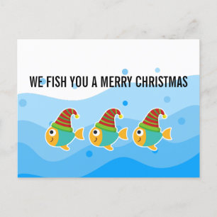 WIR Fischen IHNEN EIN Frohes Weihnachtsfest GRUßKA Feiertagspostkarte
