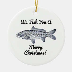 Wir fischen Sie frohen Weihnachten! Verzierung Keramik Ornament