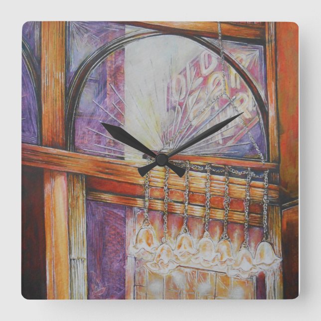 Wir fliegen alle durch das gleiche Licht. Quadratische Wanduhr (Vorderseite)