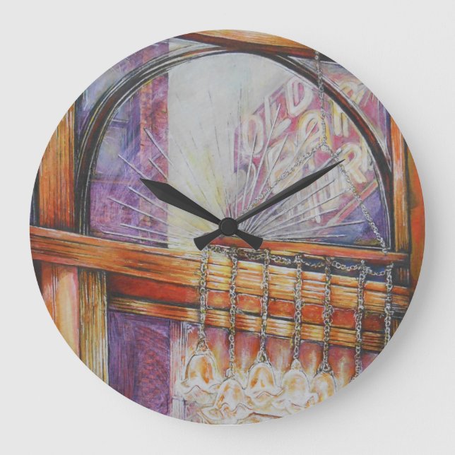 Wir fliegen alle Motten um das gleiche Licht. Große Wanduhr (Vorderseite)