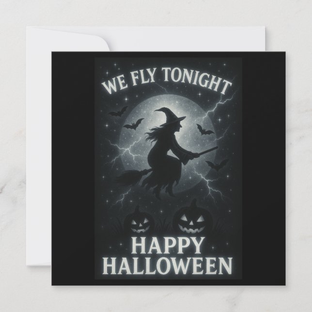Wir fliegen heute Abend Platinum/Schwarzes Hallowe Karte (Vorderseite)