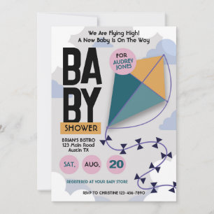 Wir Fliegen Hoch Süße Drachen Baby Shower Einladung