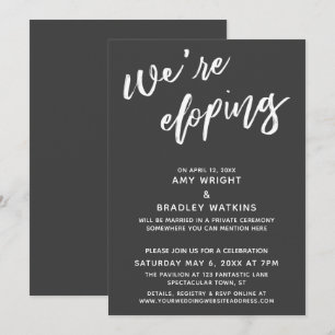 Wir fliehen Einfach Dunkelgraue Handschrift Schrif Einladung