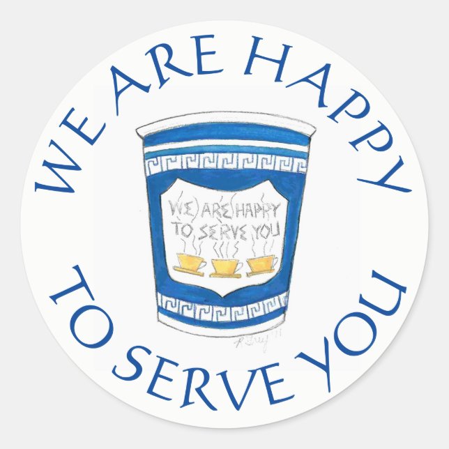 Wir freuen uns, Ihnen den griechischen Deli-Kaffee Runder Aufkleber (Vorderseite)