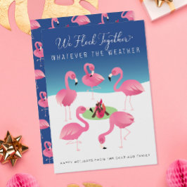 Wir fühlen uns zusammen Pink Flamingos Weihnachtsf Karte
