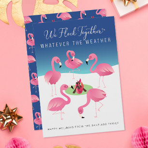 Wir fühlen uns zusammen Pink Flamingos Weihnachtsf Karte
