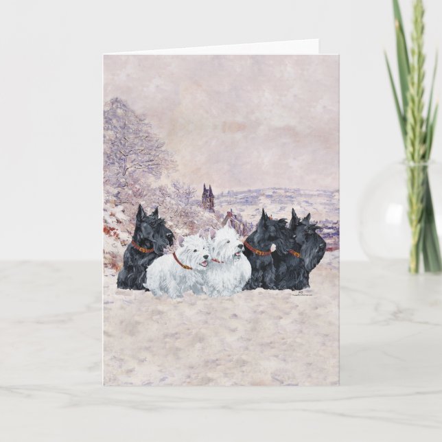 Wir fünf Winter Feiertagskarte (Vorderseite)