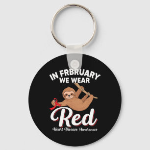 Wir gehen Red Hanging Sloth Wear Red for Heart Dis Schlüsselanhänger