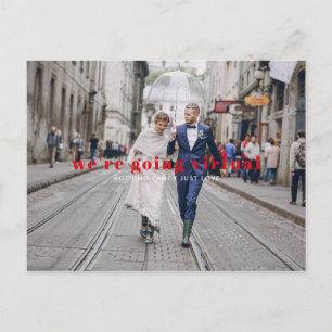 Wir gehen virtuell   Virtuelle Hochzeitseinladung Postkarte