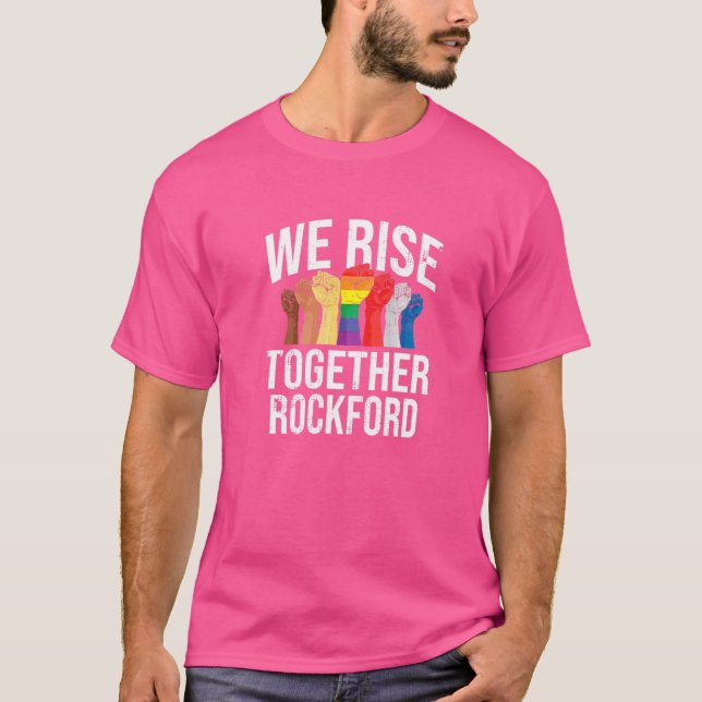 Wir gehen zusammen Rockford Lgbtq Illinois Pride M T-Shirt (Vorderseite)