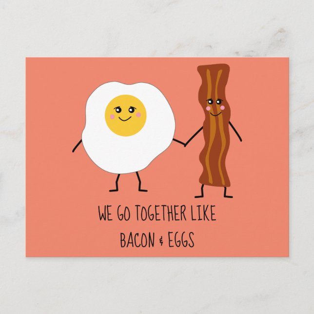 Wir gehen zusammen wie Bacon & Eggs Niedlich Kawai Postkarte (Vorderseite)