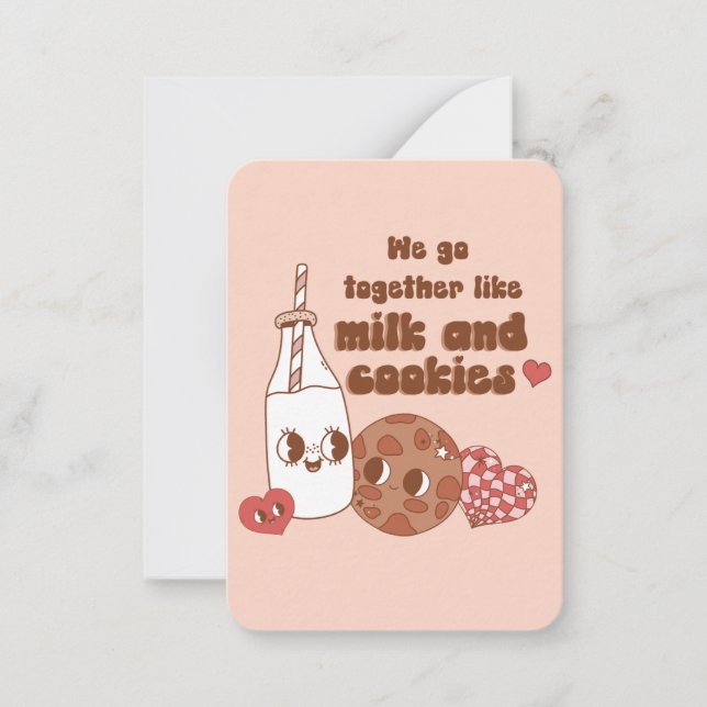 Wir gehen zusammen wie Milch und Kekse Valentins Mitteilungskarte (Vorderseite)