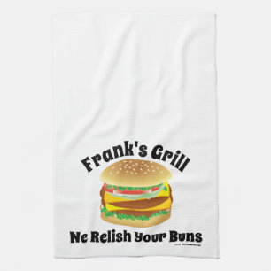 Wir genießen deine Brötchen Custom Cheeseburger Kü Geschirrtuch