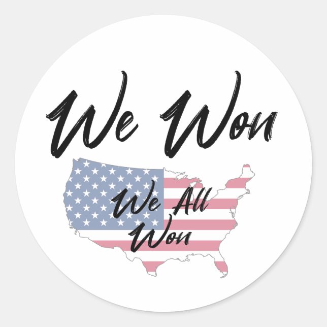 Wir gewinnen runder aufkleber (Vorderseite)