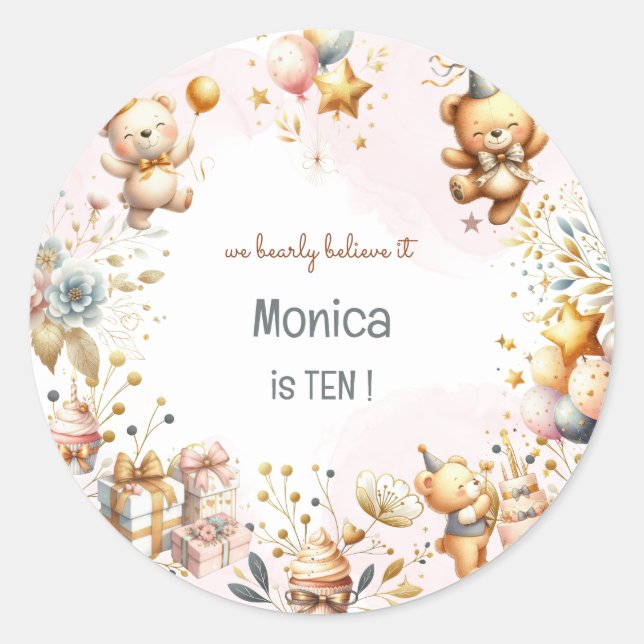 Wir glauben früh, königliche Teddy Bär Kindergebur Runder Aufkleber (Vorderseite)