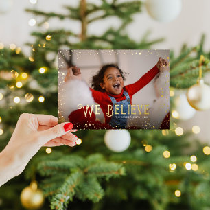 Wir glauben Gold Glitz Foto-Overlay Folien Feiertagskarte