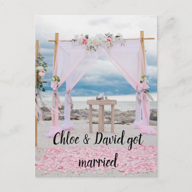 Wir got verheiratet! Ankündigung der Ehe Postkarte (Vorderseite)