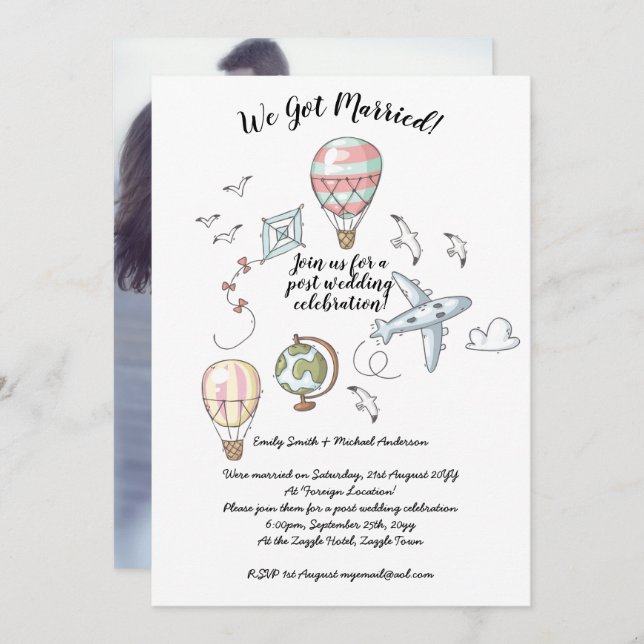 Wir Got Verheiratet - FOTO Hochzeitsempfang Einlad Einladung (Vorne/Hinten)