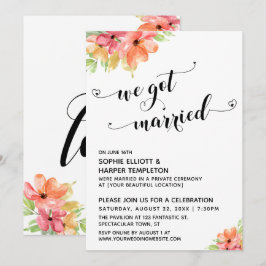 Wir Got Verheiratet Hearts Script Watercolor Flora Einladung