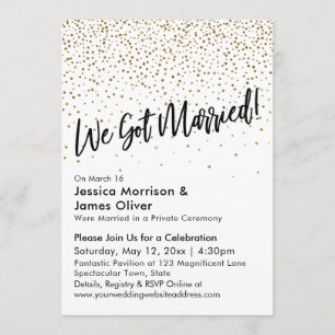 Wir Got Verheiratet! Imitate Gold Glitzer Confetti Einladung