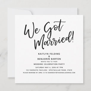 "Wir Got Verheiratet!" Moderne Script Hochzeitsemp Einladung