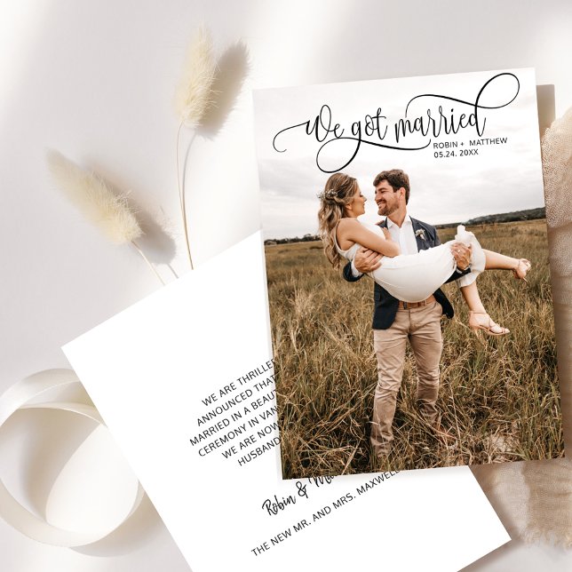 Wir Got Verheiratete, elegante Foto Hochzeit Ankündigung (Von Creator hochgeladen)