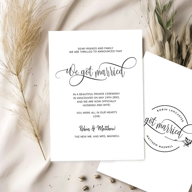 Wir got Verheiratete, elegante, moderne Verheirate Ankündigung (Von Creator hochgeladen)
