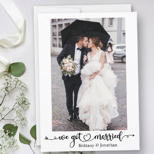 Wir Got Verheiratete Kalligrafie Herz Foto Hochzei Ankündigung