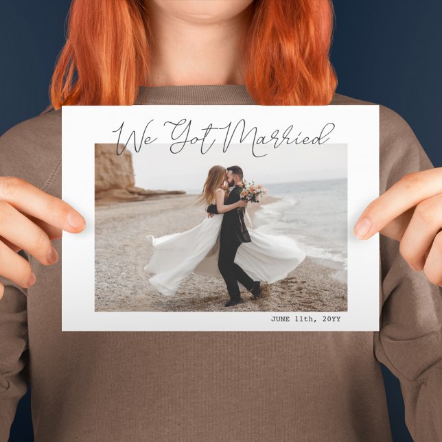 Wir Got Verheiratete Minimalistische Foto Elopemen Ankündigung (We Got Married Minimalist Photo Elopement Wedding Announcement
)