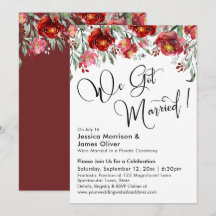 Wir Got Verheiratete Typografie Burgund Rote Blume