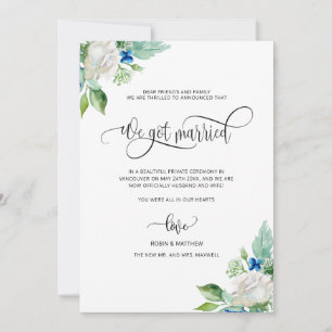 Wir got Verheiratete, weiße Blumenhochzeit Verheir Ankündigung