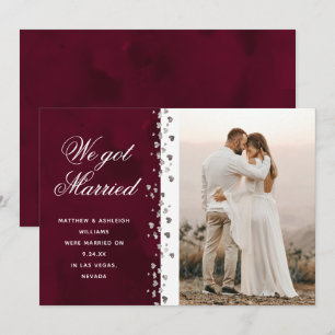 Wir Got Verheirateten Glitzer Herzstück Foto Elope Einladung