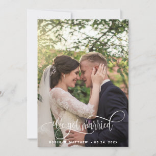 Wir Got Verheiratetes, elegantes Script-Foto Hochz Ankündigung