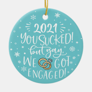 Wir got verlobten Spaß mit Foto Keramik Ornament