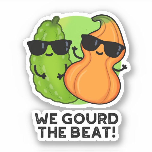 Wir gourten den Beat Funny Veggie Pun Aufkleber (Vorderseite)