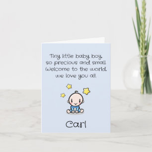 Wir gratulieren dem Babyjungen mit Text, Ca Karte