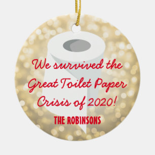 Wir haben 2020 überlebt! Funny Quarantine Foto Gol Keramik Ornament