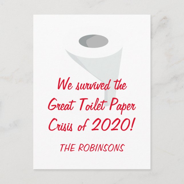 Wir haben 2020 überlebt! Name der Familie Funny Qu Postkarte (Vorderseite)